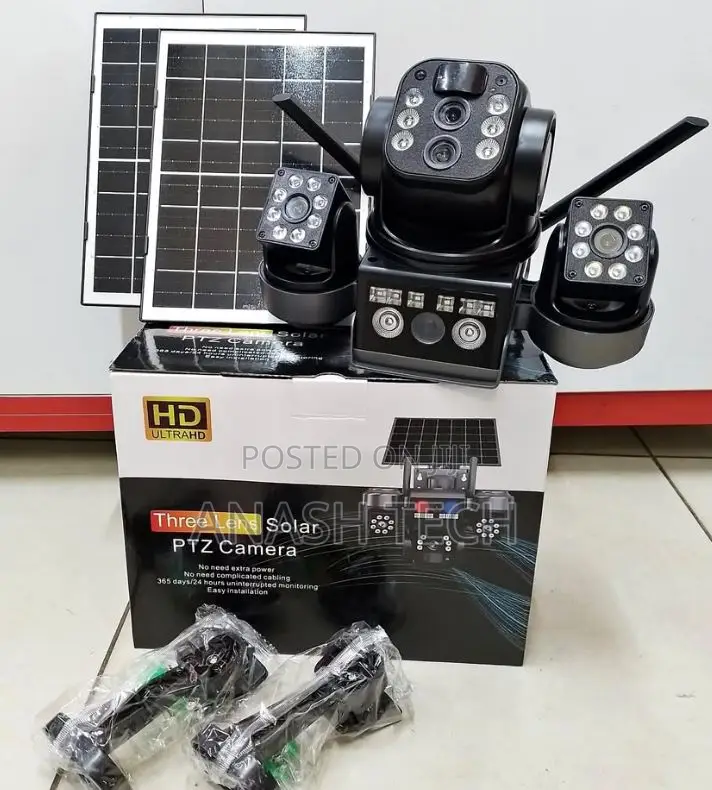 Intelligent Triple Lens Solar 4g V380 Solar PTZ 4g Camera 10x Zoom