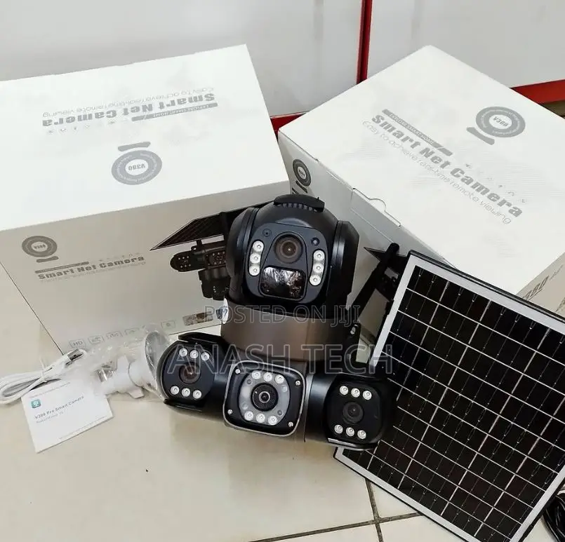 Secured 3 Lenses 3 Screen V380 Triple Lens 4g PTZ Solar Camera