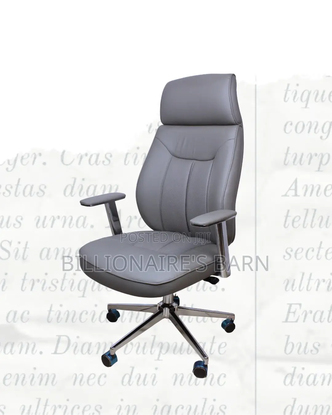 Grey Executive Leather Office Chair | Orthopedic Adjustable Height