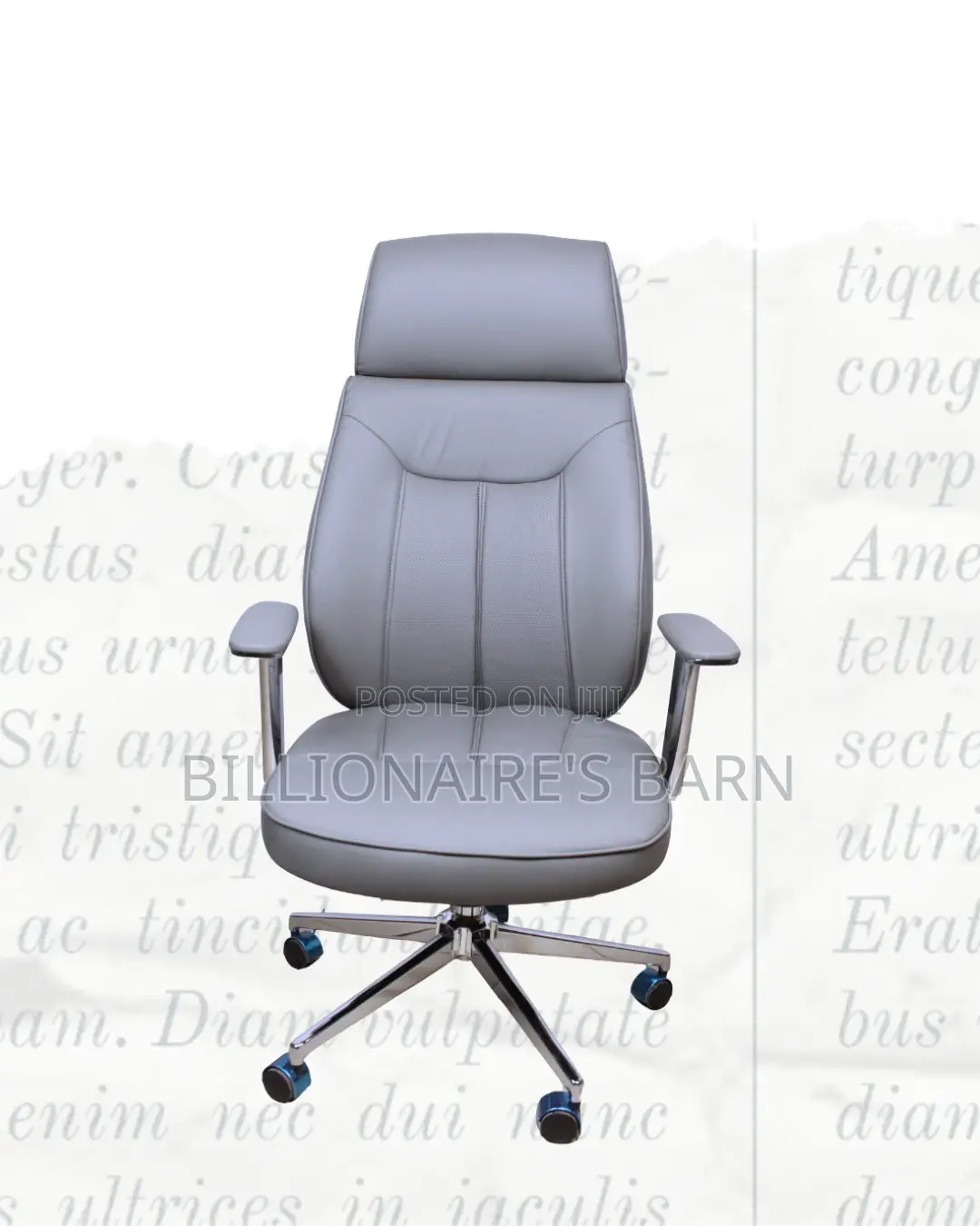 Grey Executive Leather Office Chair | Orthopedic Adjustable Height
