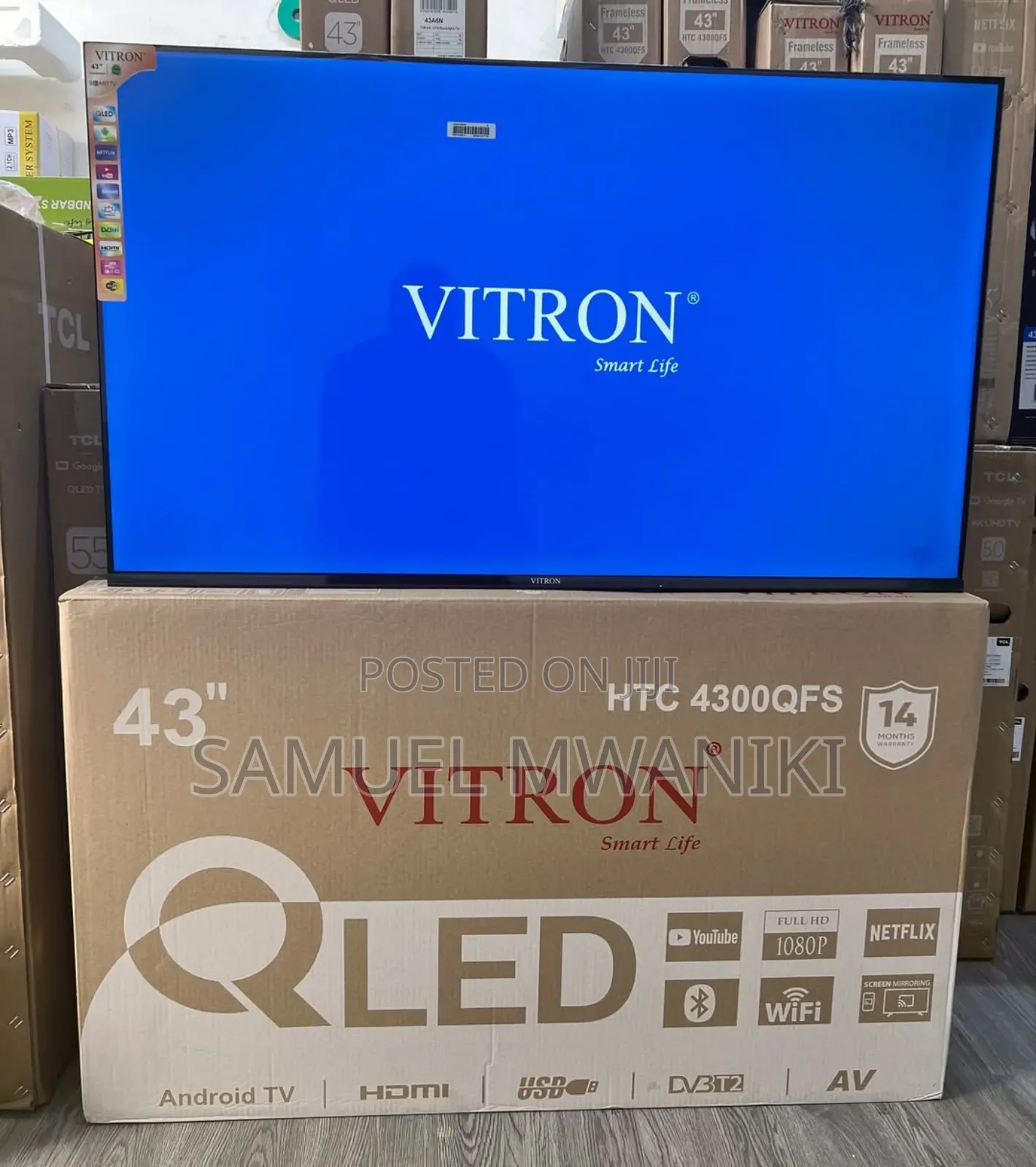 Vitron 43" Qled Smart TV Full Hd 1080p Youtube Netflix Bluetooth