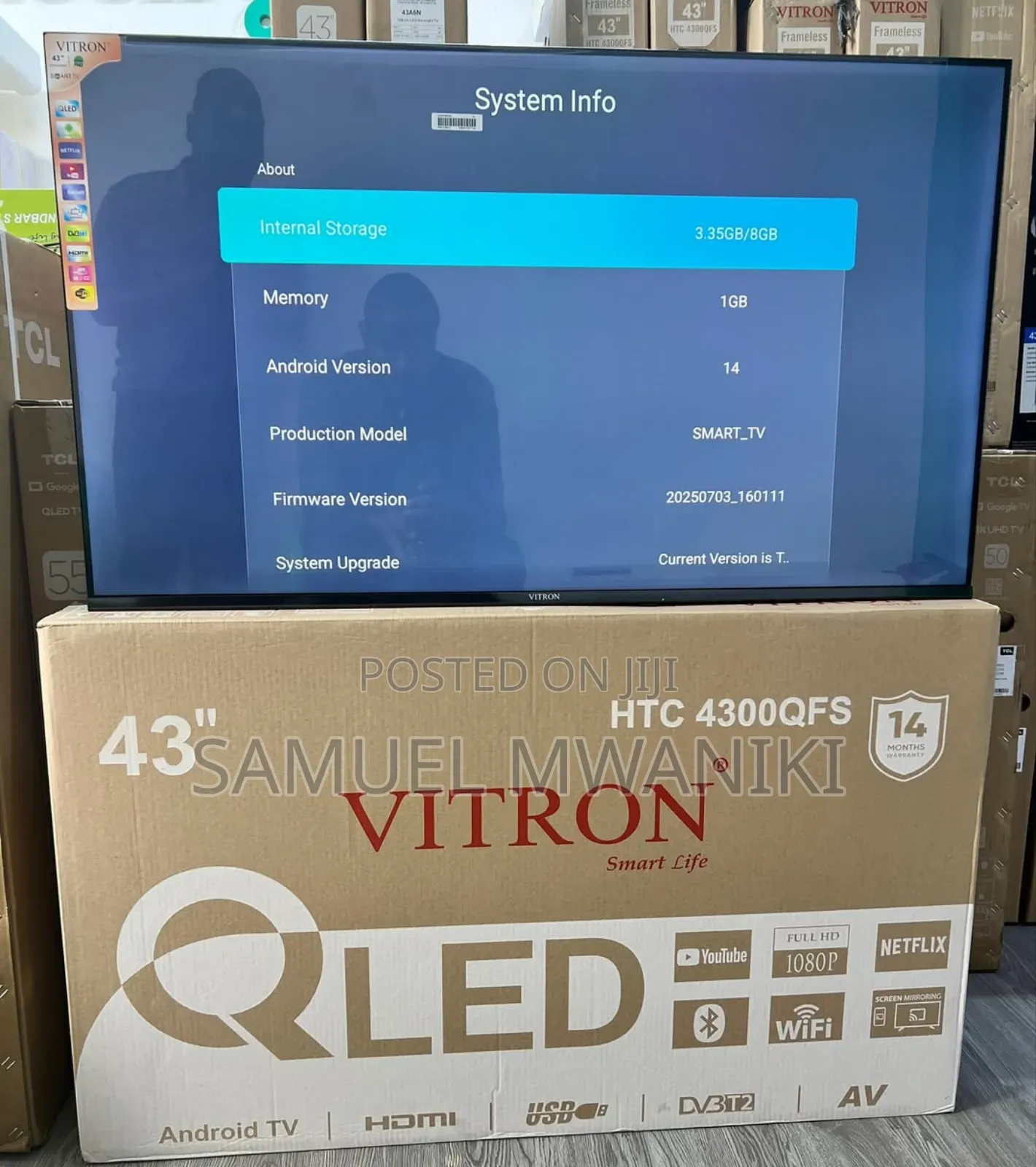 Vitron 43" Qled Smart TV Full Hd 1080p Youtube Netflix Bluetooth