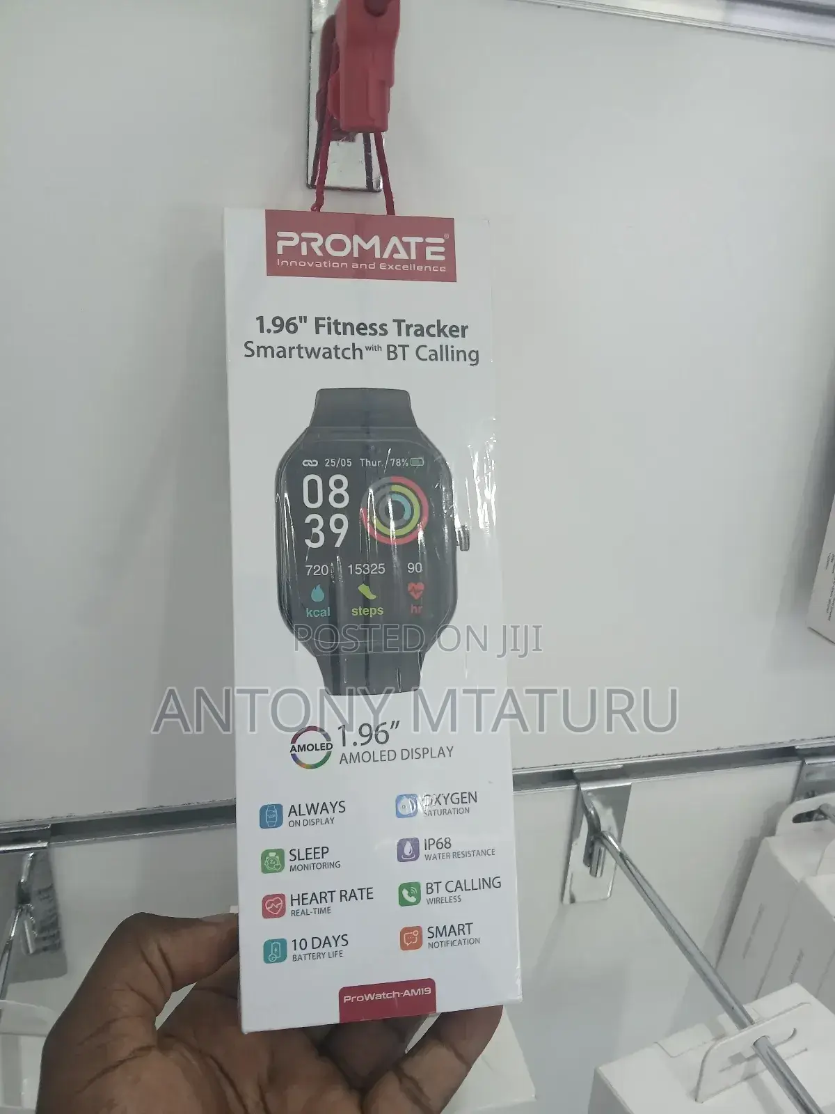 Promate Prowatch-Am19 1.96′′ Fitness Tracker Smartwatch With Bt Call