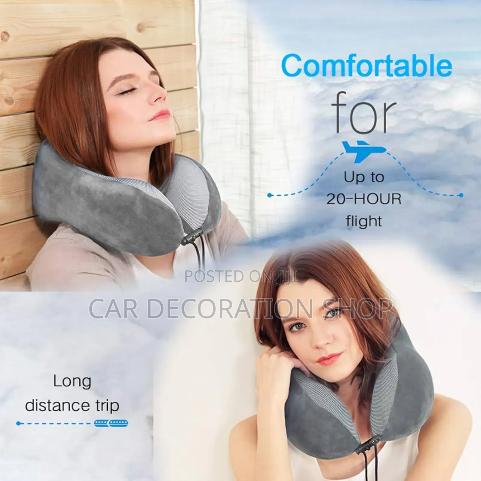 Grey C Shaped Neck Support Pillow