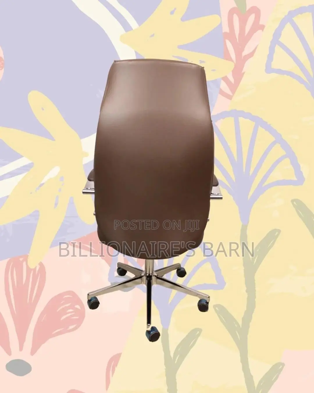 Brown Executive Leather Office Chair | Minimal Adjustable Height