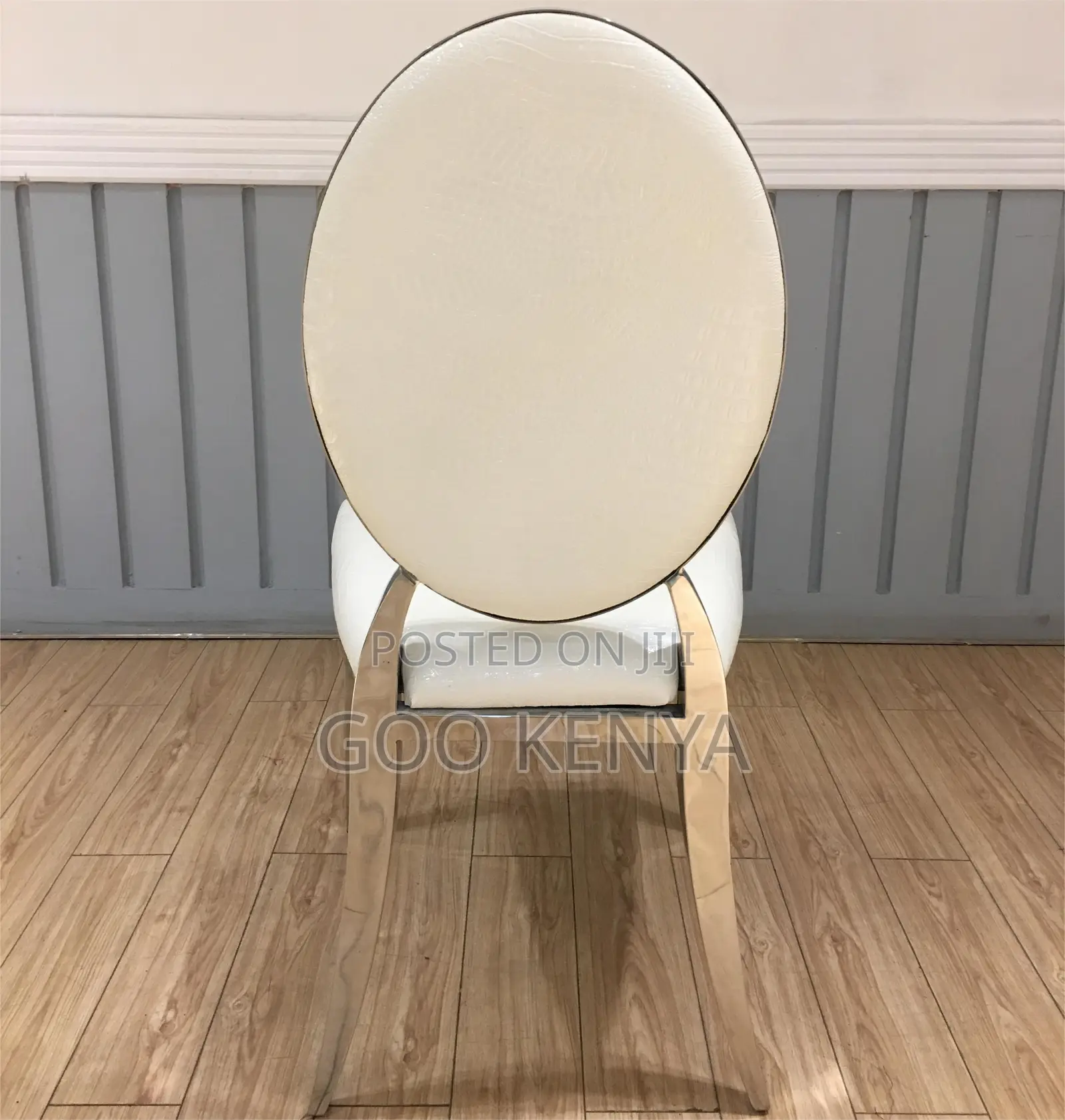 Garden Chair; White Leather Accent Chair With Gold Finish