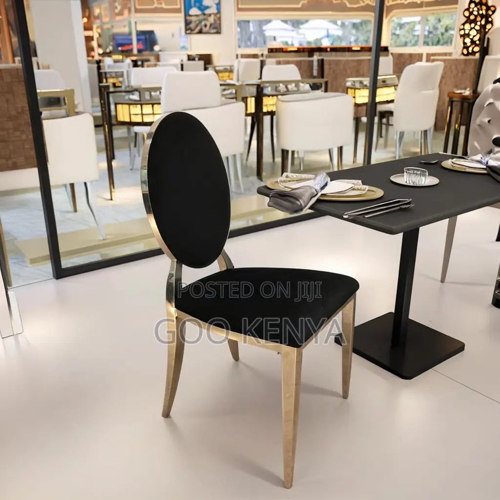 Event Chair; Premium Gold Stand Chair With White Leather