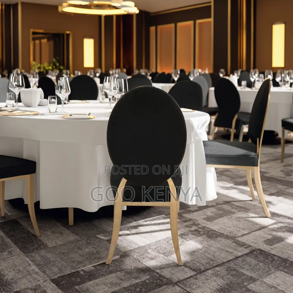 Event Chair; Premium Gold Stand Chair With White Leather