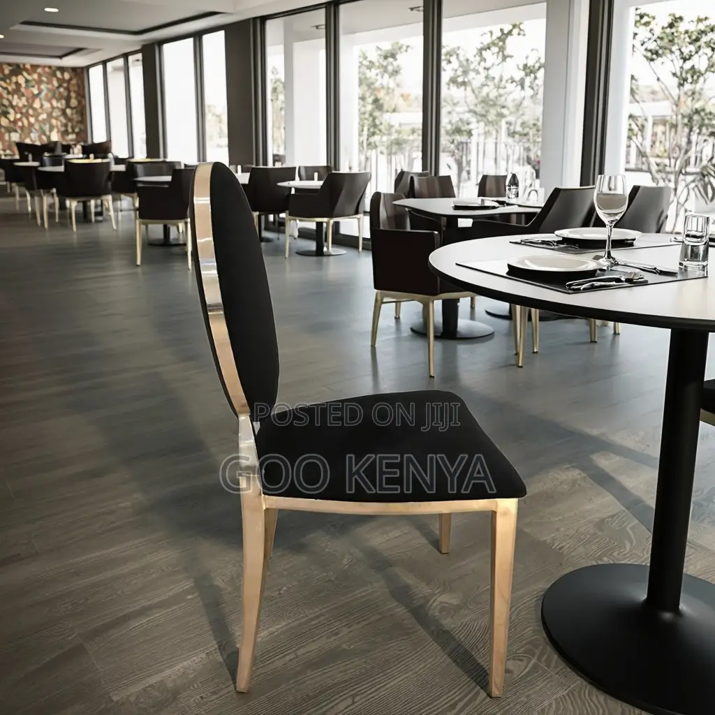 Event Chair; Premium Gold Stand Chair With White Leather