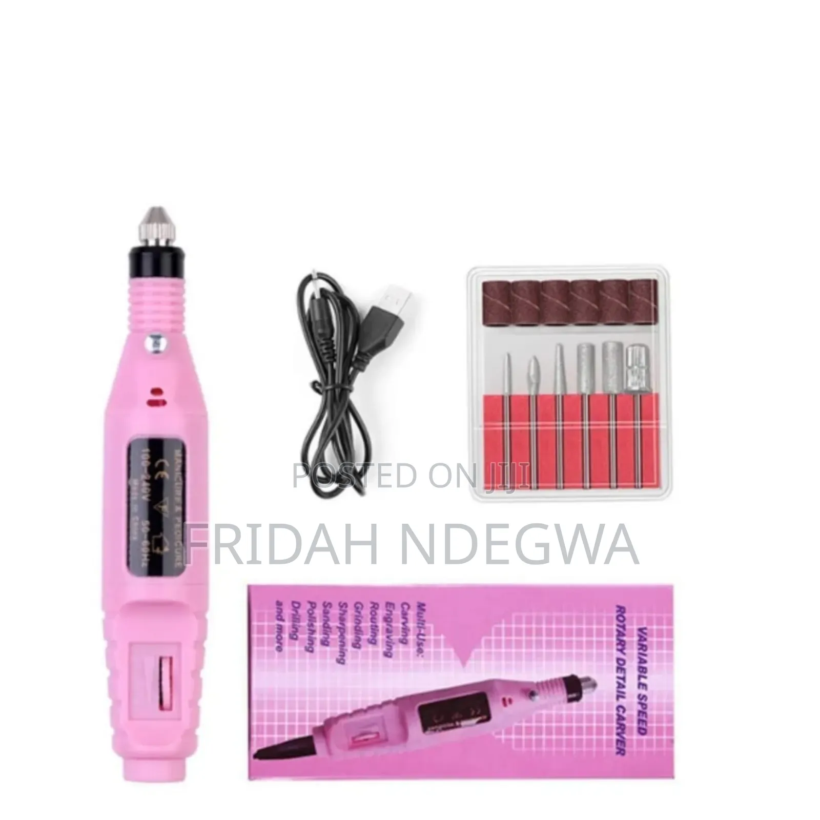*Variable Speed Rotary Nail Drill Machine With 5 Drill Bits Se