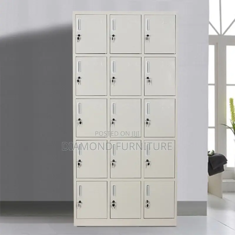 Durable 15-Locker Metallic Office Filing Cabinet Unit