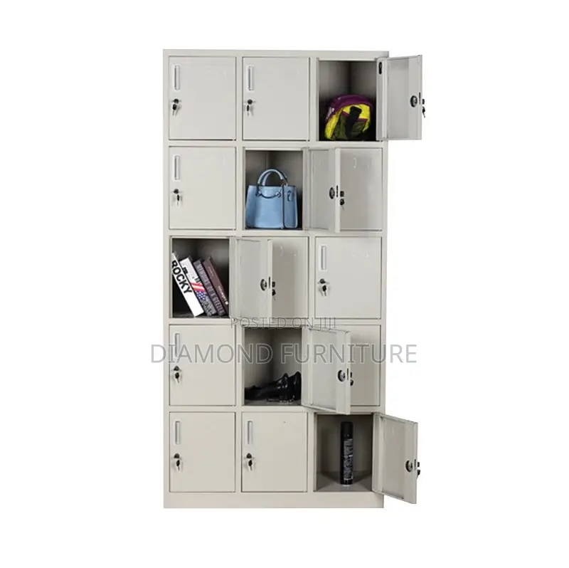 Durable 15-Locker Metallic Office Filing Cabinet Unit