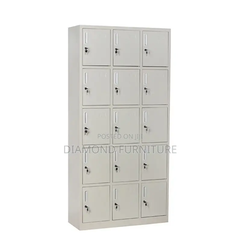 Durable 15-Locker Metallic Office Filing Cabinet Unit