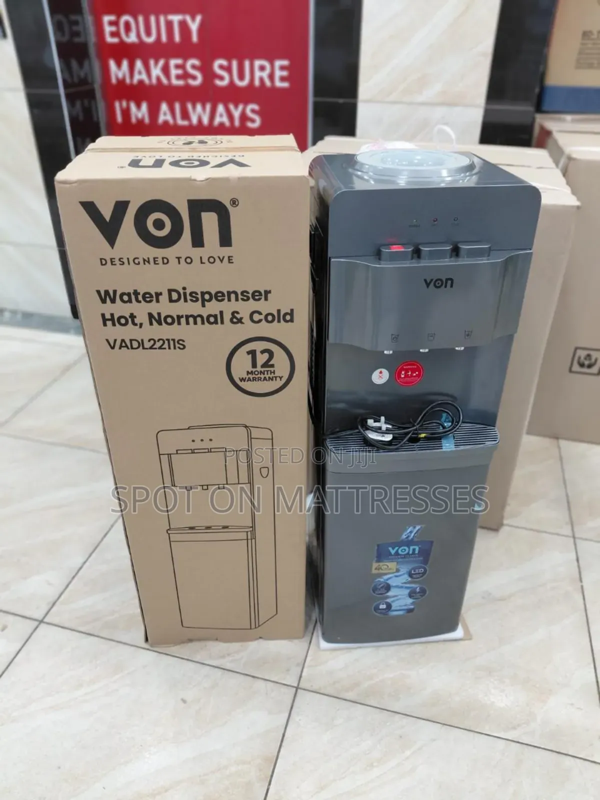 Von Hot ,Normal and Cold Water Dispenser + Free Delivery.