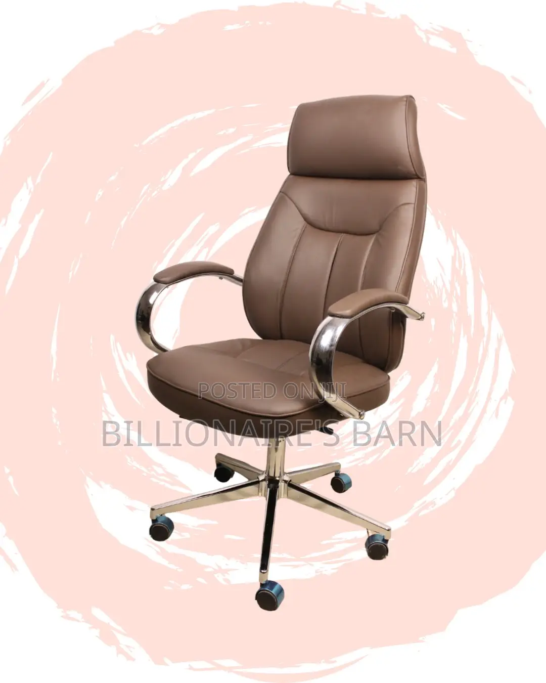 Brown Executive Leather Office Chair | Ergonomic Headrest Support
