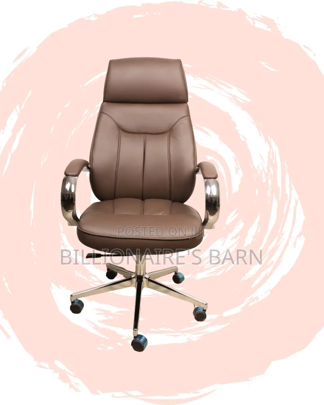 Brown Executive Leather Office Chair | Ergonomic Headrest Support