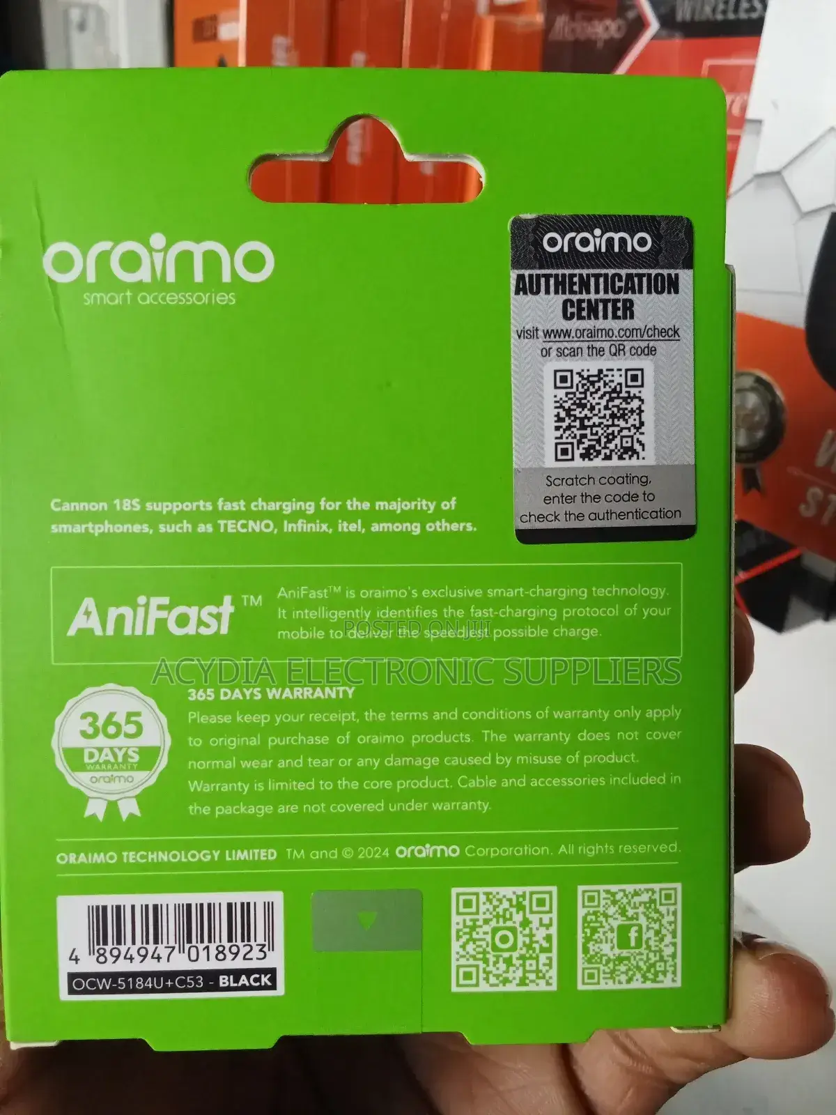 Oraimo 18 Watts Rapid Charge Cannon 18s