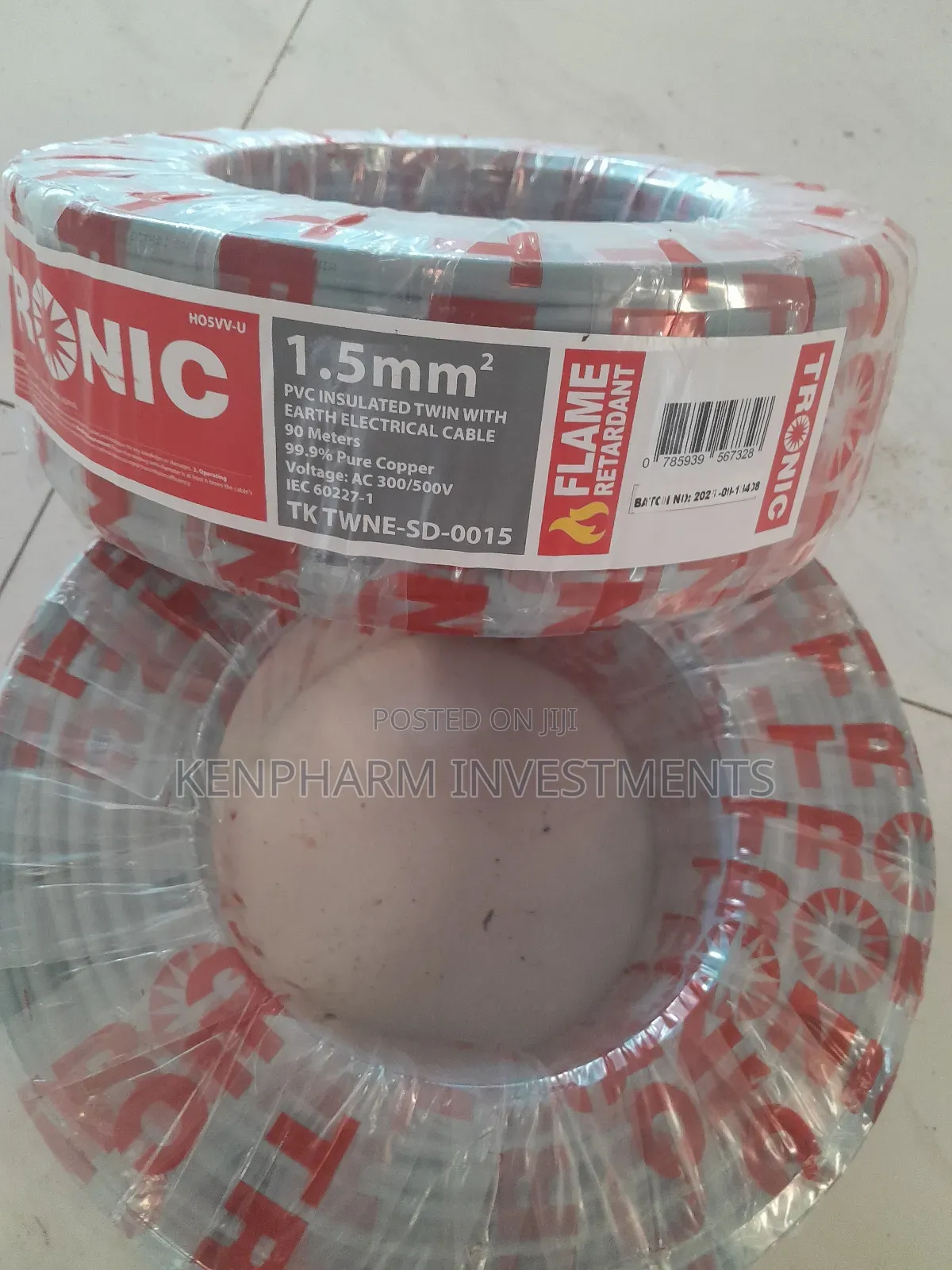 Copper Wiring Cable 1.5mm Twin With Earth 90 Meters Roll, Tronic