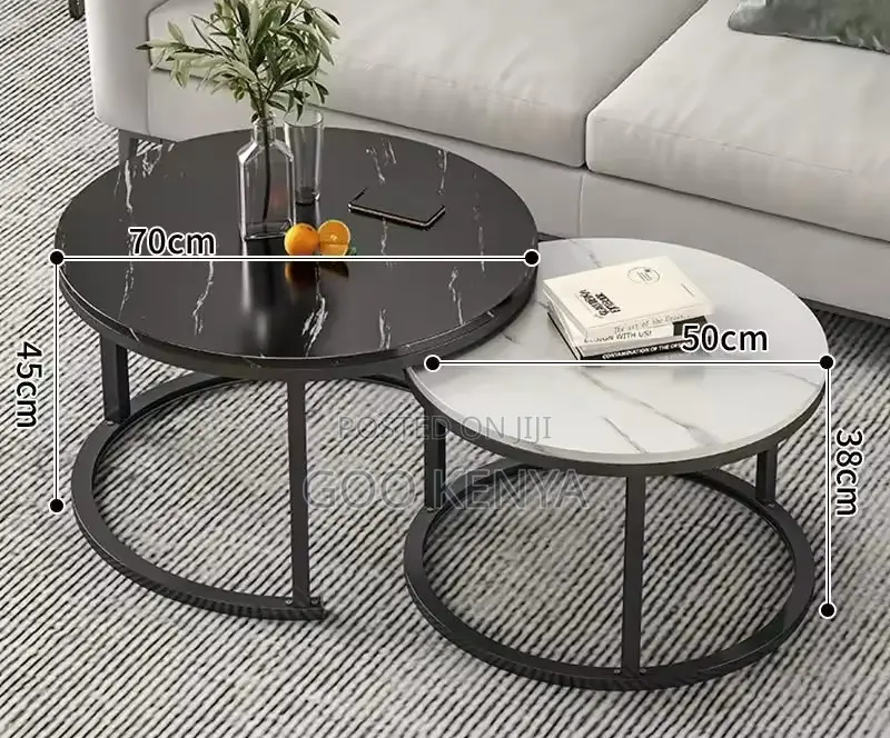 Home Table; Nordic-Inspired Marble-Top Metal Living Room Table