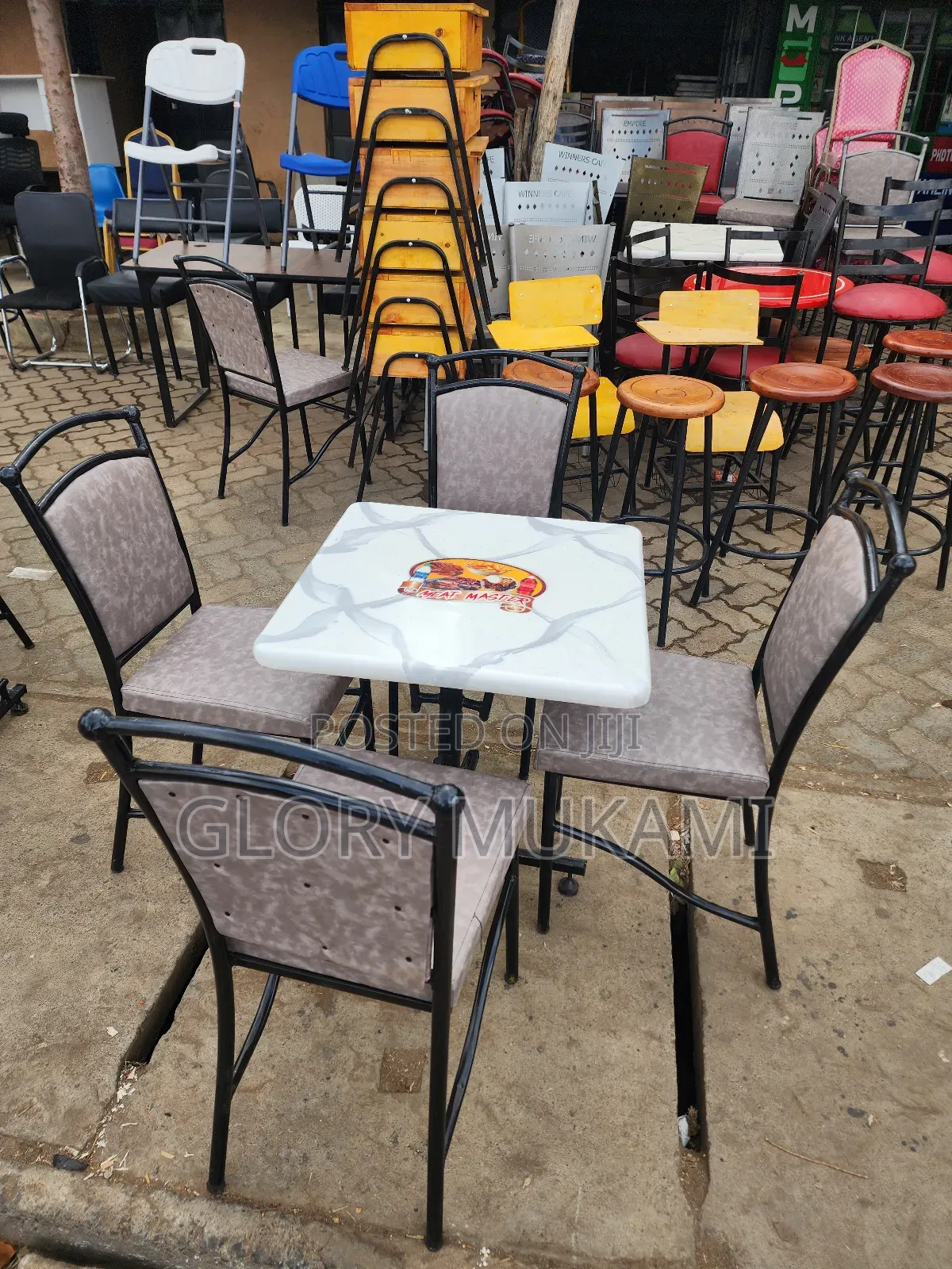 Restaurant And Bar Low Chairs And Table Set