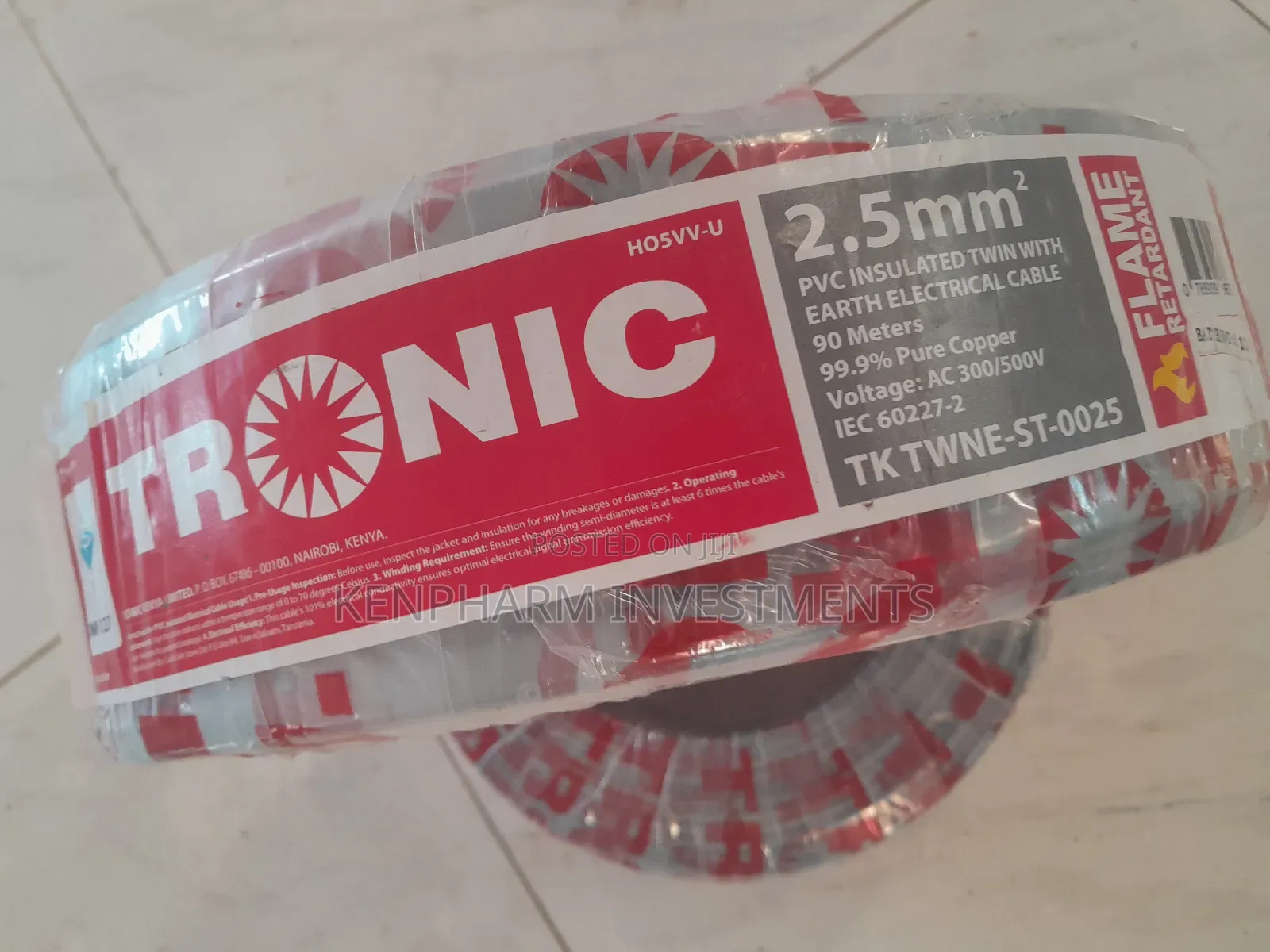 2.5mm Twin With Earth 3 Core Copper Cable Tronic Brand