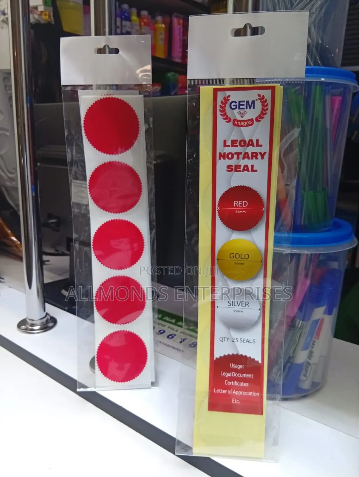 A Packet Of 25 Pieces Legal Notary Seal- Red, Gold, Silver 55mm