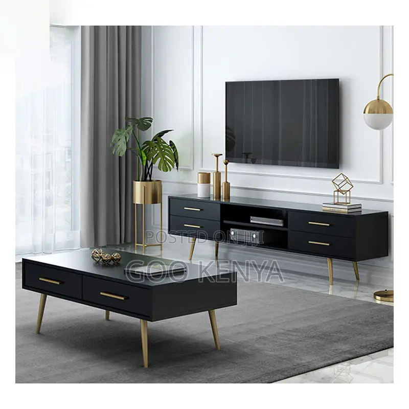 Home Cabinet Set; Living Room Tv Stand Coffee Table With Wooden Finish