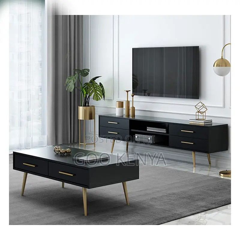 Home Cabinet Set; Living Room Tv Stand Coffee Table With Wooden Finish