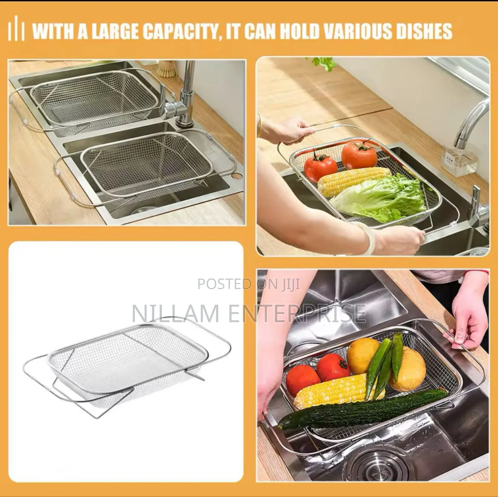 Stainless Steel Expandable Over-the-Sink Colander