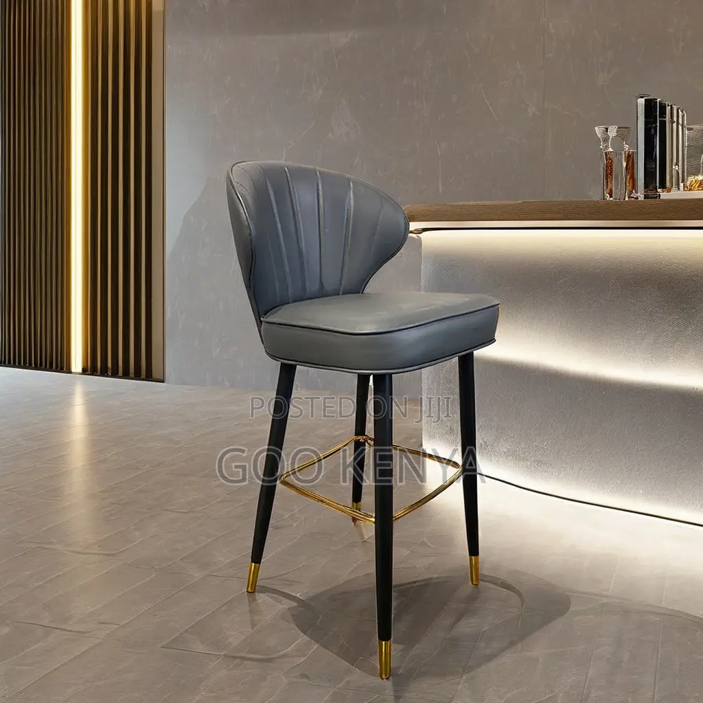 Home Bar Stool; Modern Dining Chair With Walnut Finish and Padded Seat