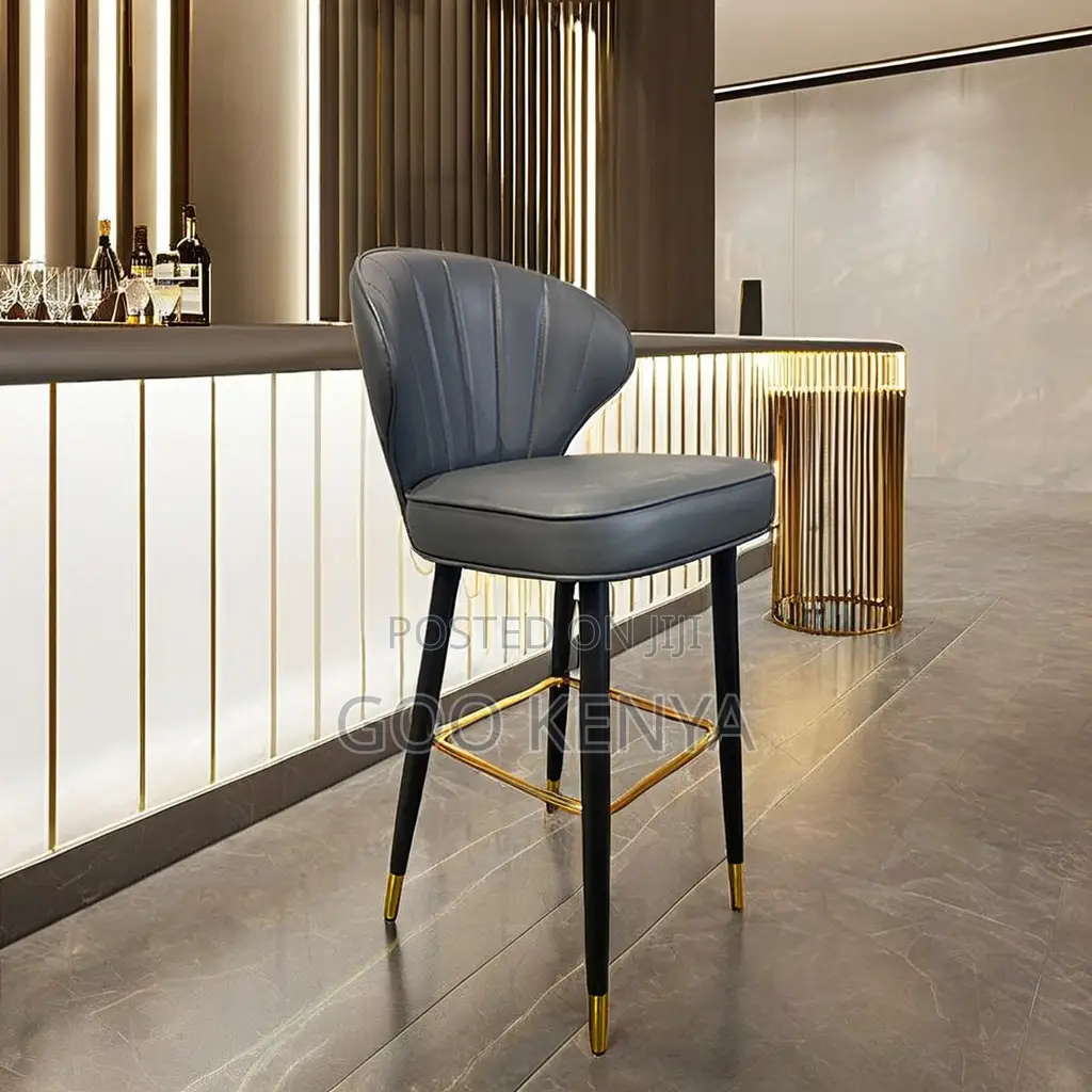 Home Bar Stool; Modern Dining Chair With Walnut Finish and Padded Seat