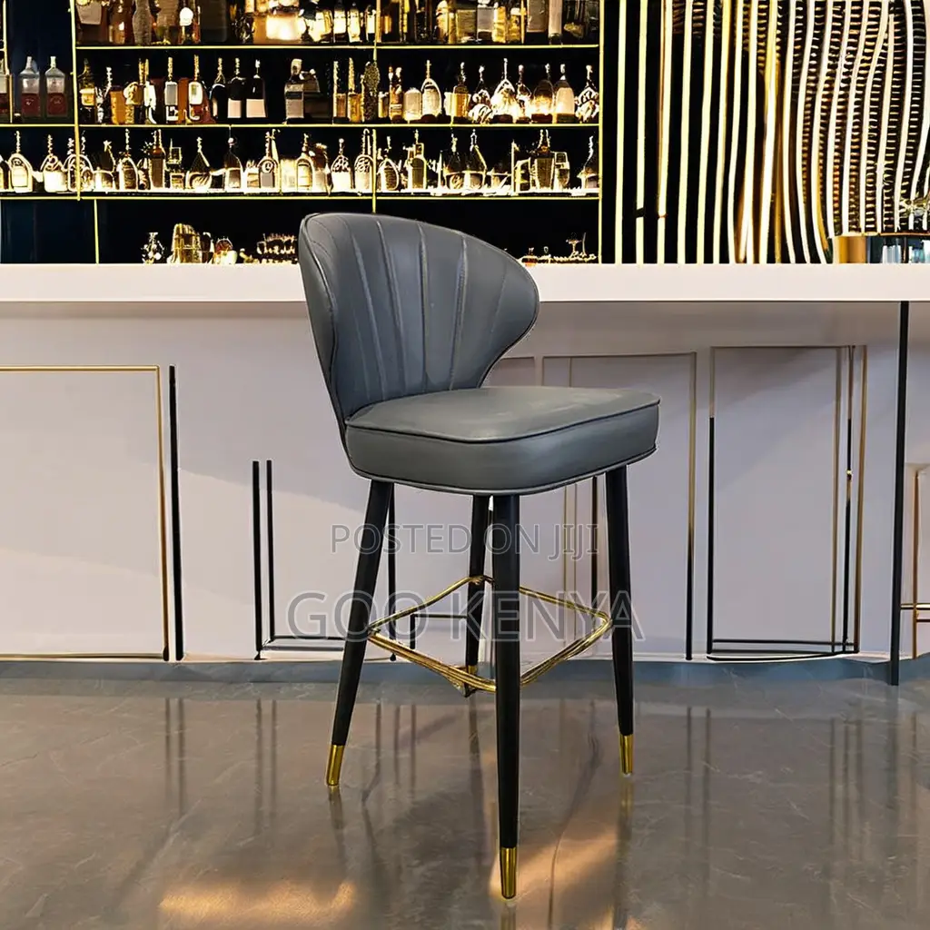 Home Bar Stool; Modern Dining Chair With Walnut Finish and Padded Seat