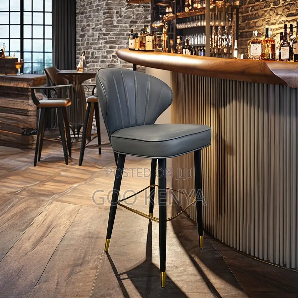 Home Bar Stool; Modern Dining Chair With Walnut Finish and Padded Seat