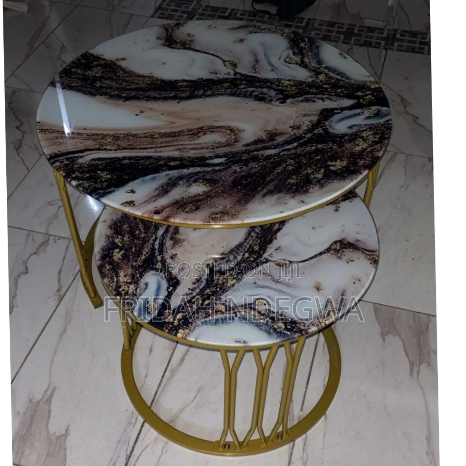 Modern Luxury 2in1 Pure Marble Nesting Tables.