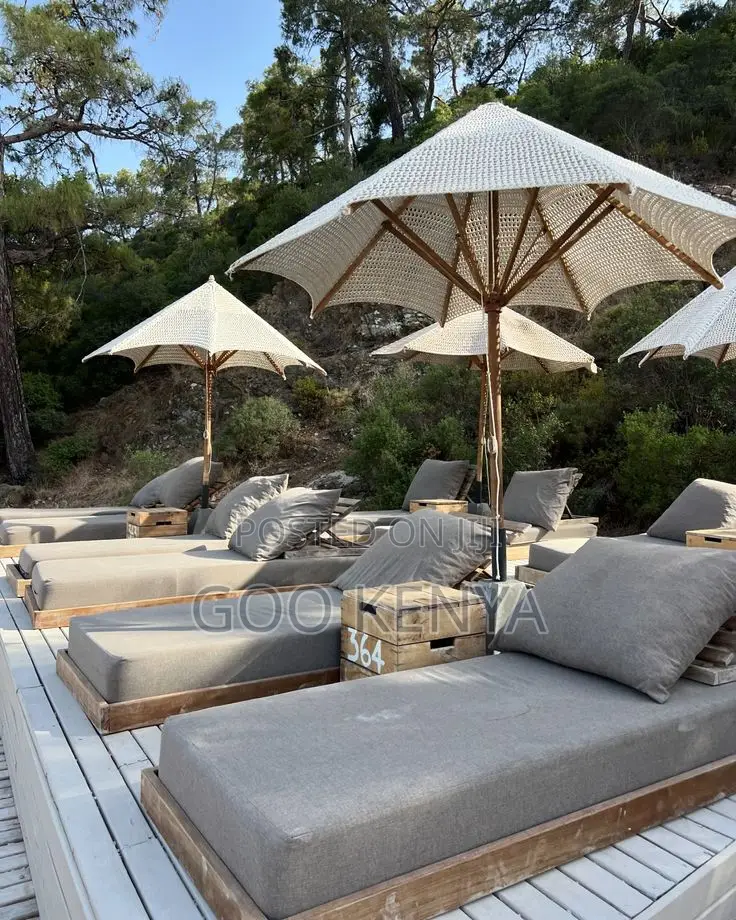 Outdoor Lounge Chair; Poolside Teak Sunbed With Adjustable Backrest