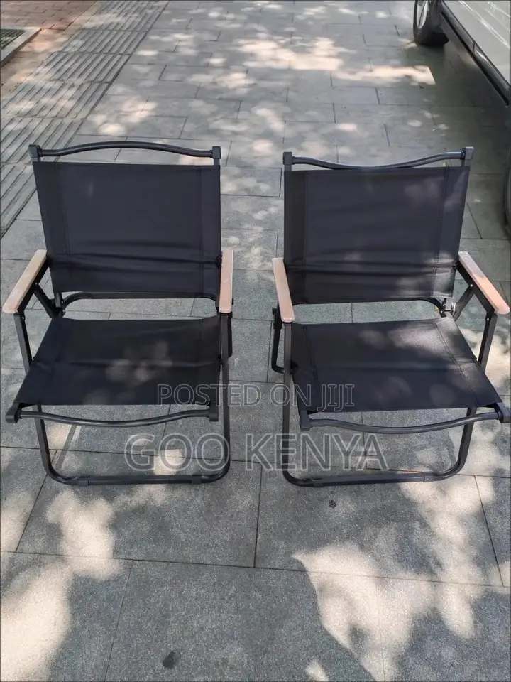 Outdoor Chair; Folding Aluminum Camping Chair With Wood Grain Finish
