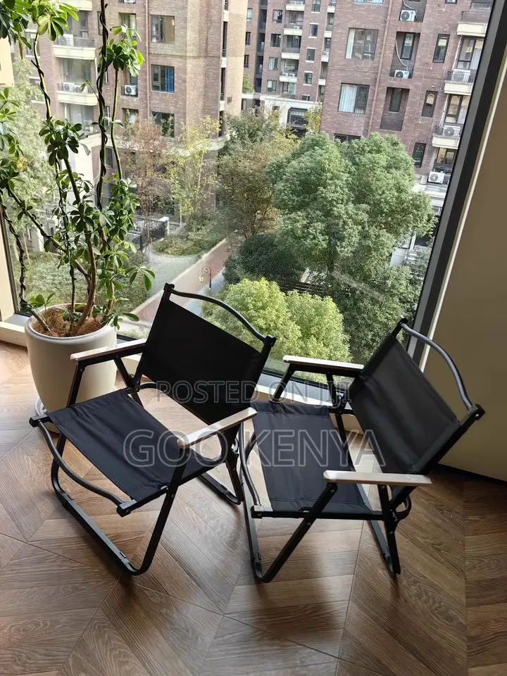 Outdoor Chair; Folding Aluminum Camping Chair With Wood Grain Finish
