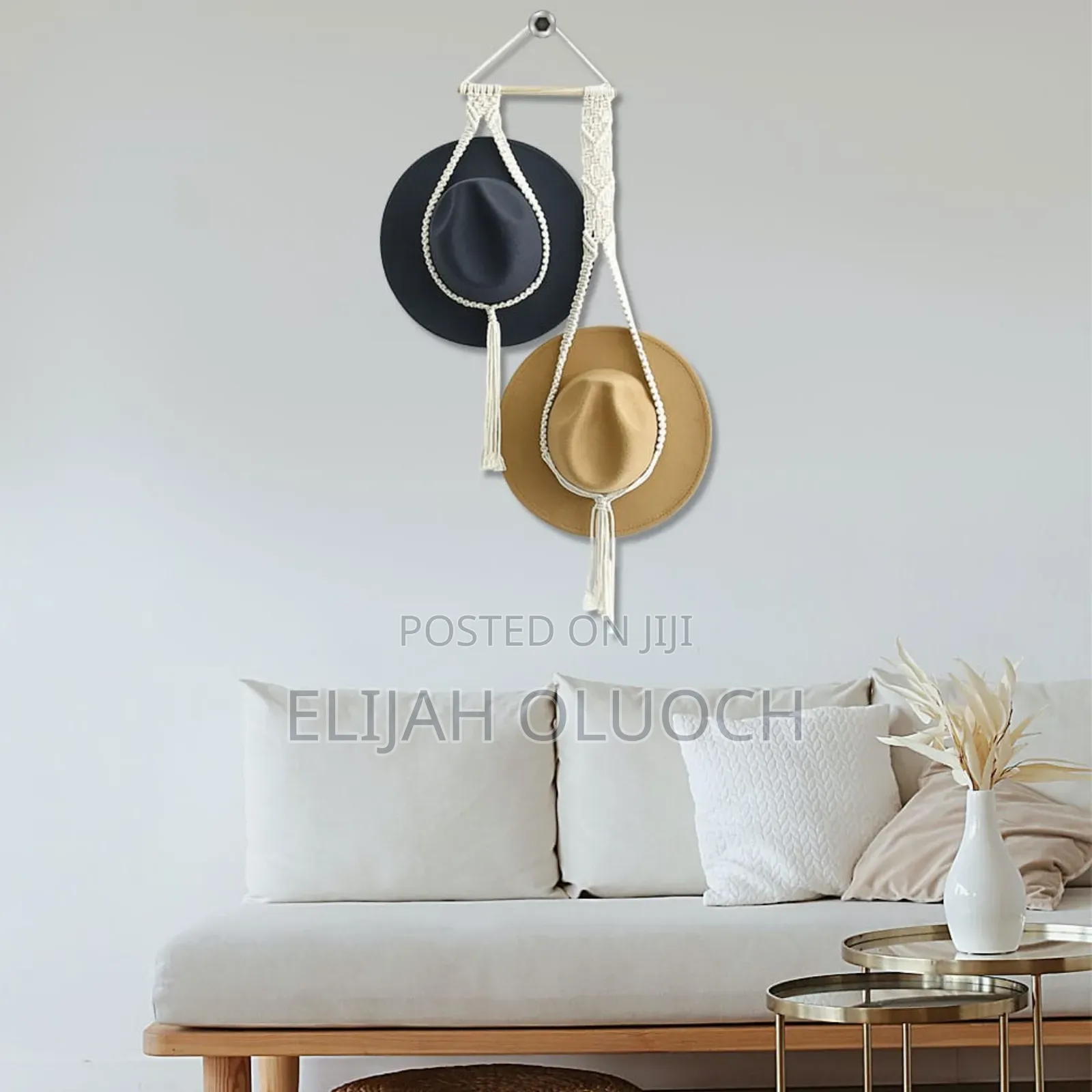 Nordic Style Boho Cotton Hanging Hat Woven Organizer Tapestry