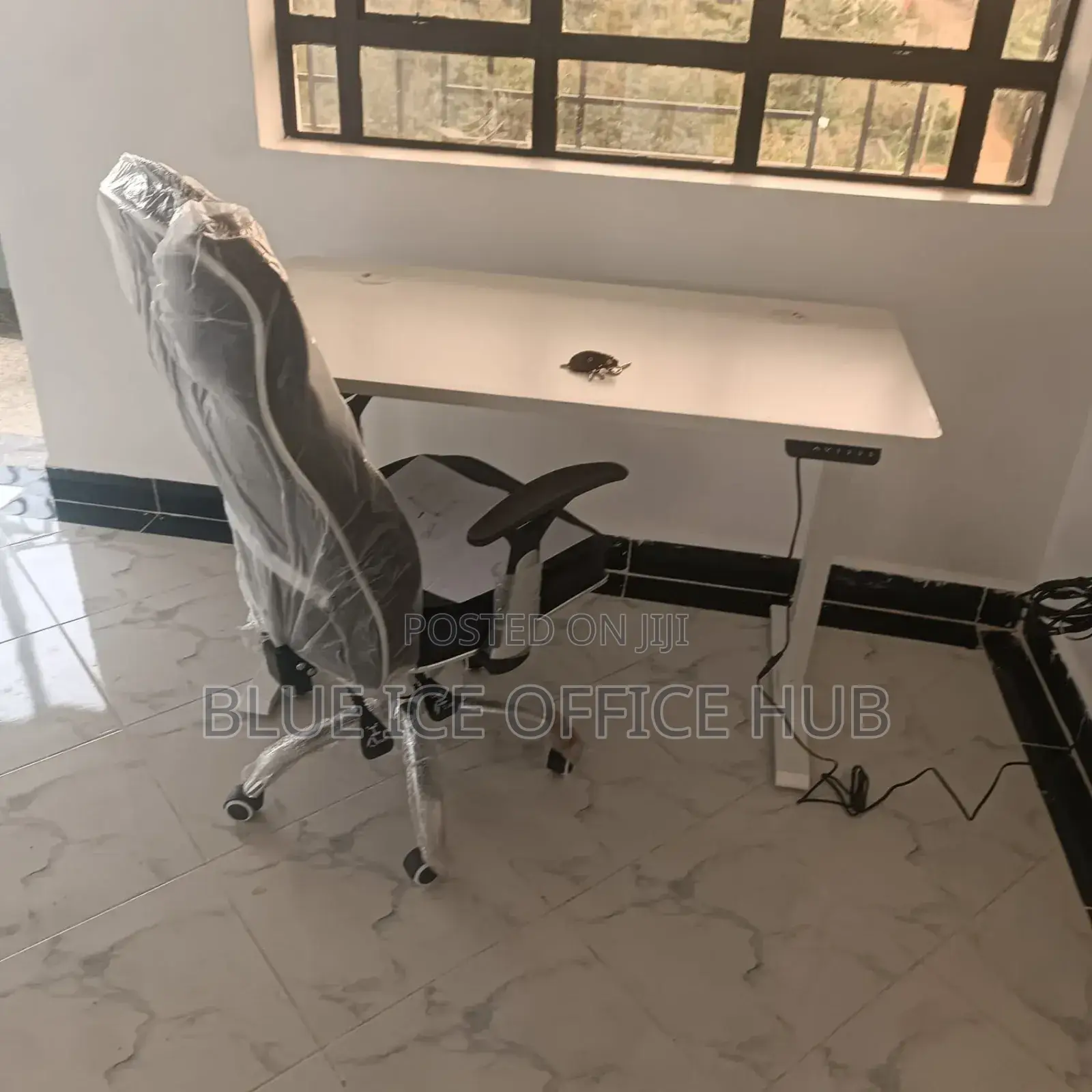 Electric Desk and Leather Chair