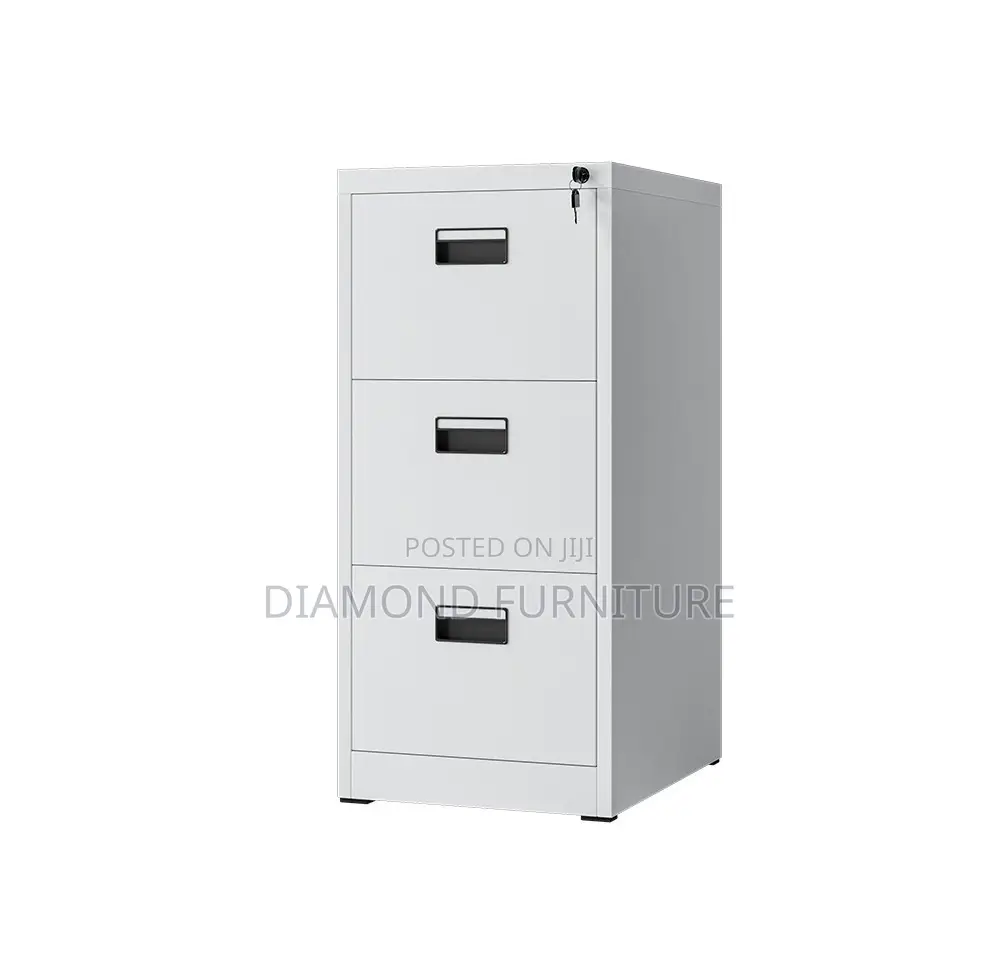 Durable 3-Drawer Metallic Office Filing Cabinet Unit