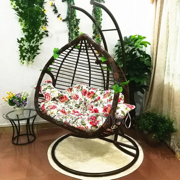 Home Chair; Garden Hanging Rattan Swing for Two Persons