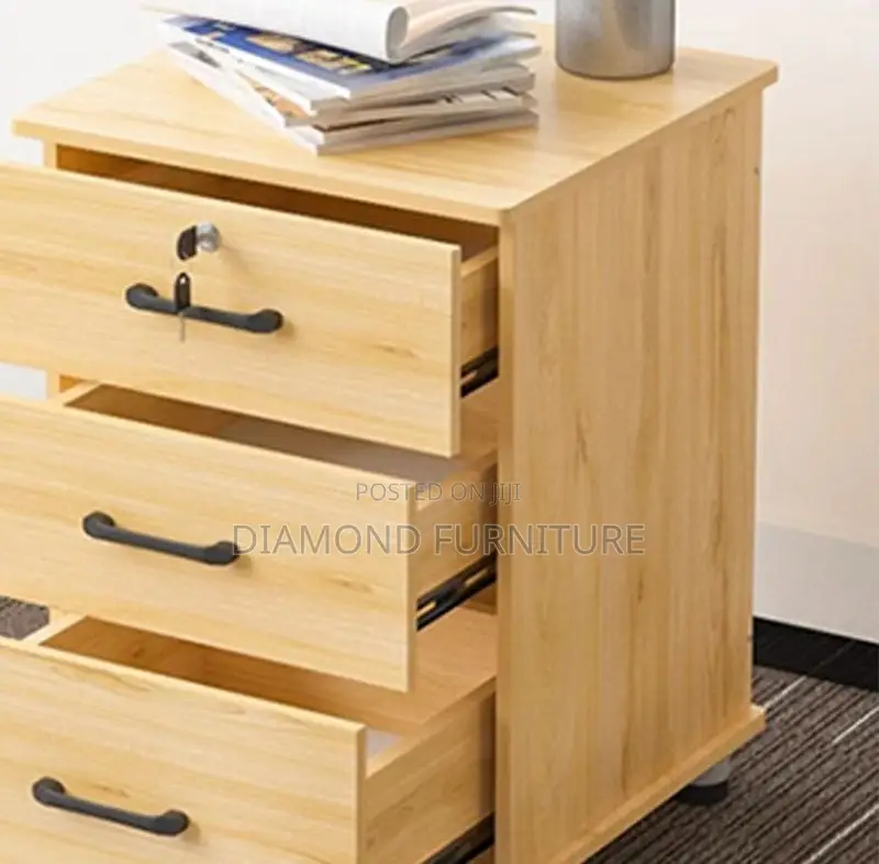 3-Drawer Modern Wooden Office Credenza Cabinet