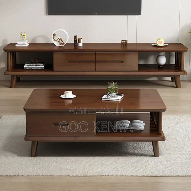 Home Tv Cabinet Set; Nordic-Style Tv Stand and Center Table Combo