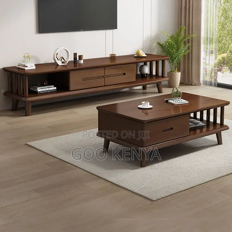 Home Tv Cabinet Set; Nordic-Style Tv Stand and Center Table Combo