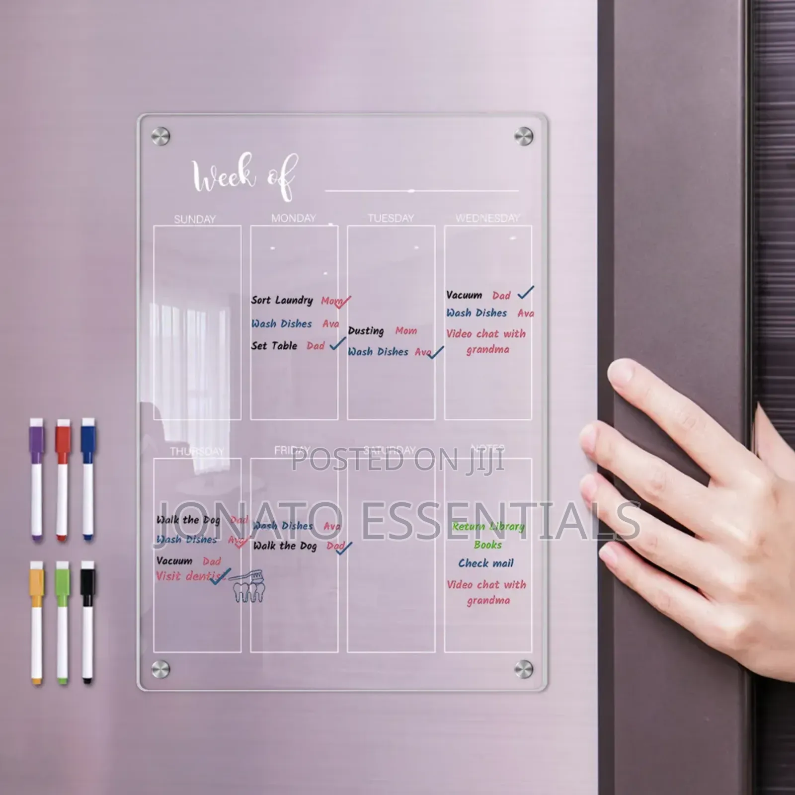 Clear Acrylic Weekly Planner Whiteboard Magnetic Fridge Calendar