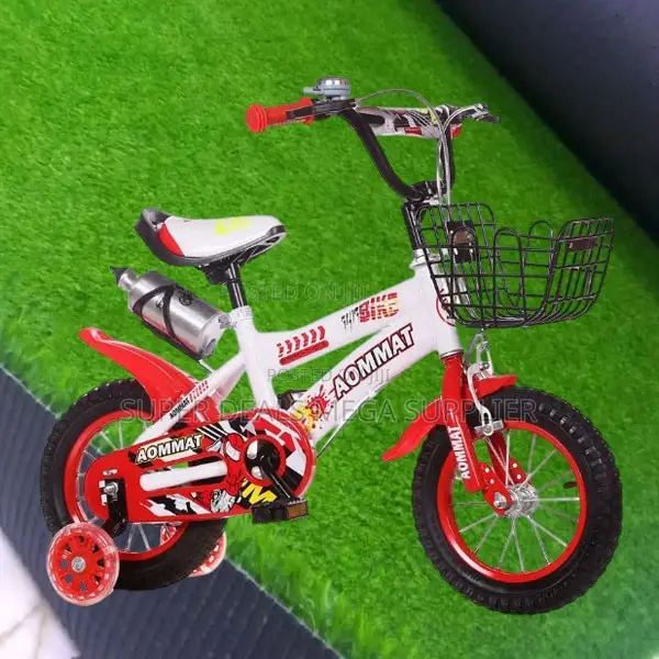 White and Red Kids Bike – 12 /14 /16 Inch With Bracket and Bottle