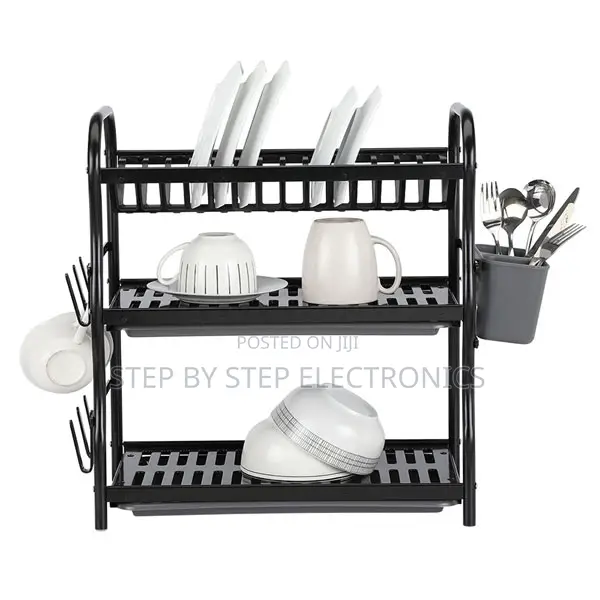 Space-Saving 3 Layer Modern Dish Drainer Rack for Home Kitchen
