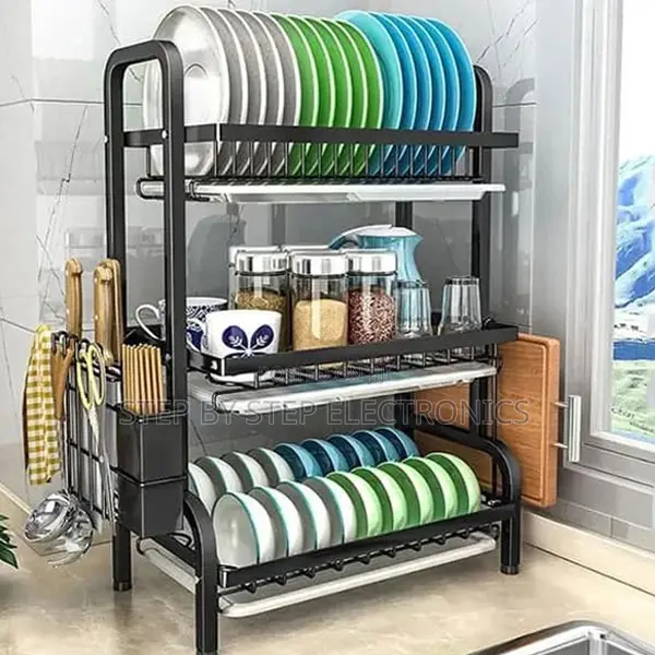 Stylish 3 Tier Stainless Steel Kitchen Organizer Dish Drainer Racks
