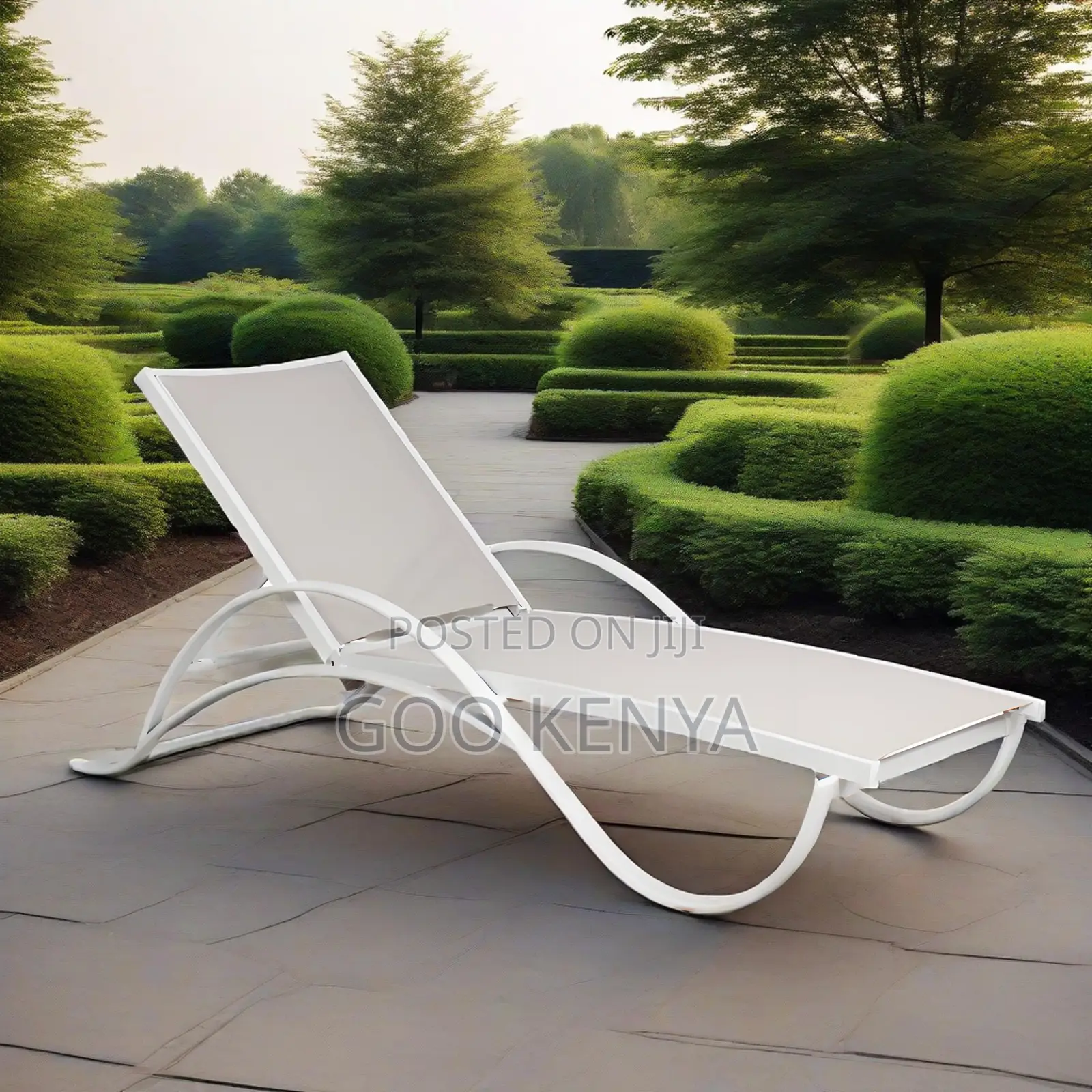 Outdoor Lounger Chair; Outdoor Waterproof Fabric Sunbed Metal Frame