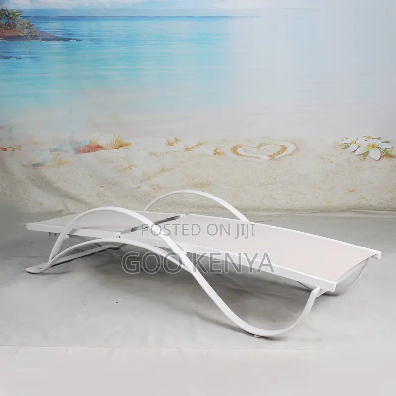 Outdoor Lounger Chair; Outdoor Waterproof Fabric Sunbed Metal Frame